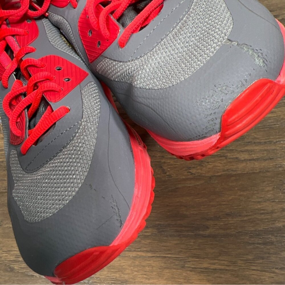 NIKE Air Max Lunarlon Running Shoes Fluorescent Pink Gray Ladies US Sz 9 EUC - Picture 3 of 10